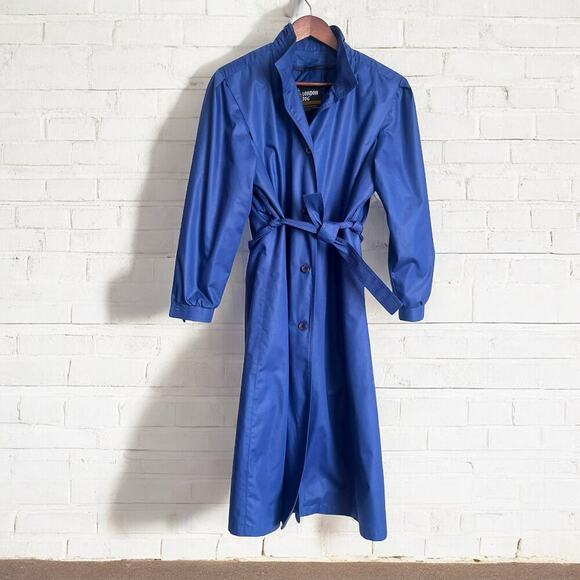 London Fog Trenchcoat with Zip out Thinsualte Liner-Blue-Size 8P - Picture 1 of 13